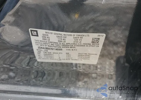 2013 Chevrolet Equinox Ls from USA, damaged, VIN 2GNALBEK7D1146088